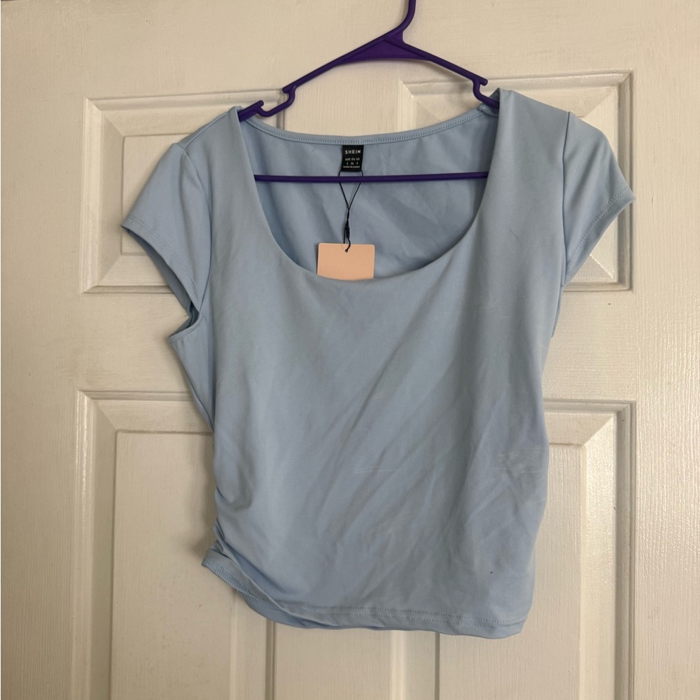 SHEIN Light Blue Short Sleeve Top